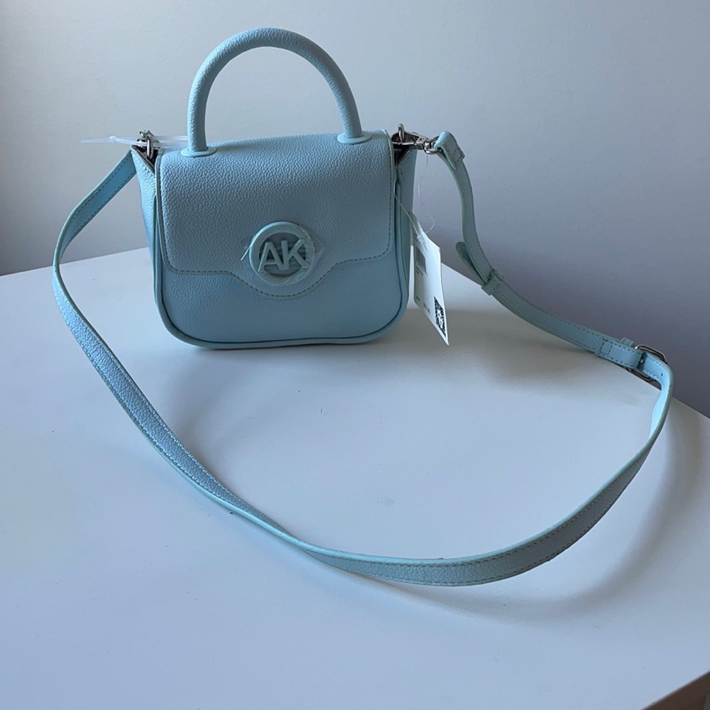 NWT Anne Klein Mini Coated Top Handle Satchel in Aqua